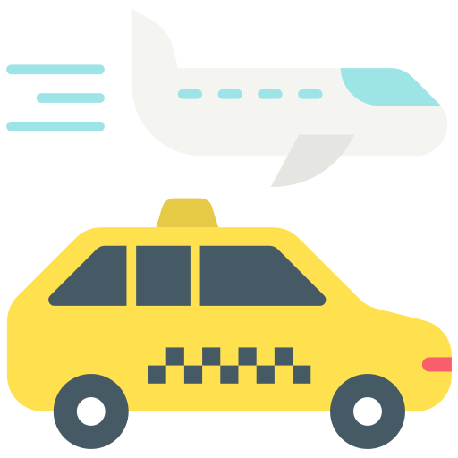 Taxi and airplane graphic illustration